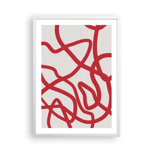 Poster in einem weißen Rahmen - Rot auf Weiß - 50x70 cm