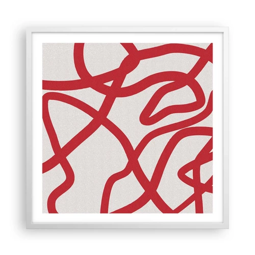 Poster in einem weißen Rahmen - Rot auf Weiß - 60x60 cm
