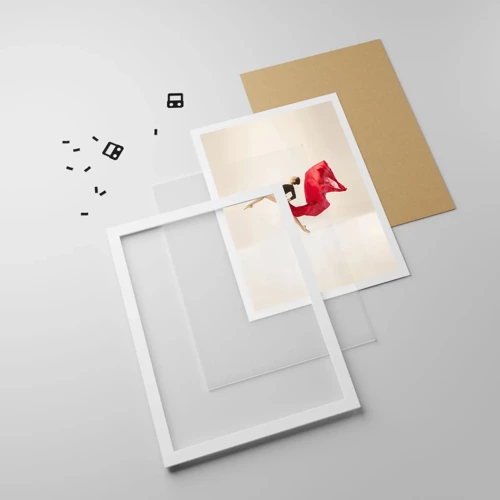 Poster in einem weißen Rahmen - Rot und Schwarz - 70x100 cm