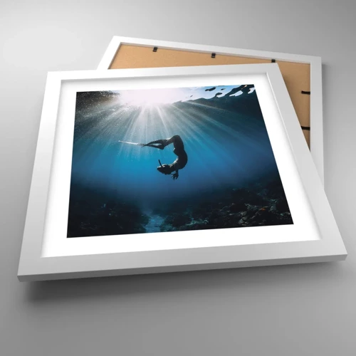 Poster in einem weißen Rahmen - Tanz unter Wasser - 30x30 cm