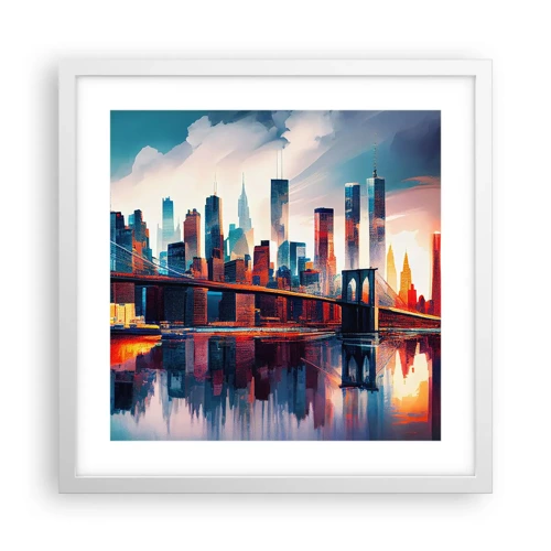 Poster in einem weißen Rahmen - Traumhaftes New York - 40x40 cm
