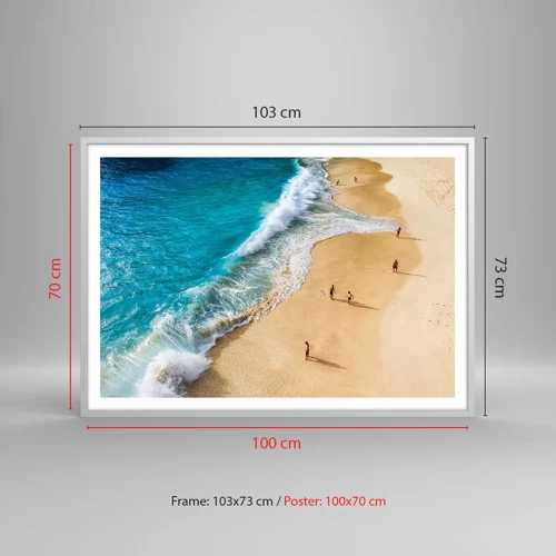 Poster in einem weißen Rahmen - Und dann die Sonne, der Strand… - 100x70 cm