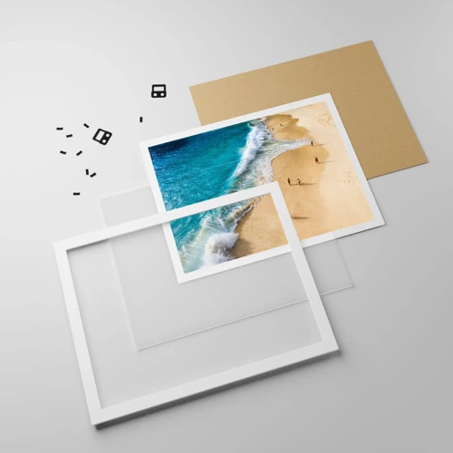 Poster in einem weißen Rahmen - Und dann die Sonne, der Strand… - 100x70 cm