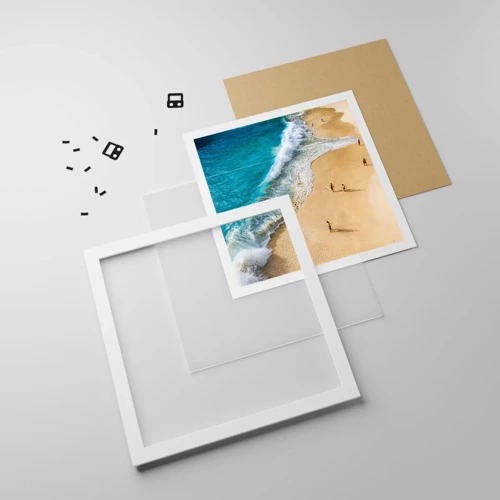 Poster in einem weißen Rahmen - Und dann die Sonne, der Strand… - 50x50 cm