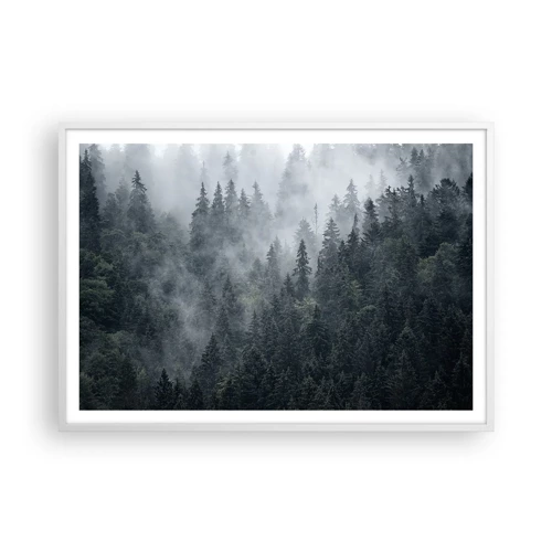 Poster in einem weißen Rahmen - Walddämmerung - 100x70 cm