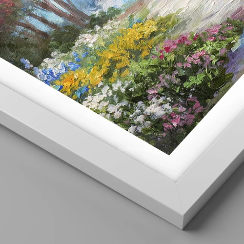 Poster in einem weißen Rahmen - Waldgarten, Blumenwald - 40x50 cm