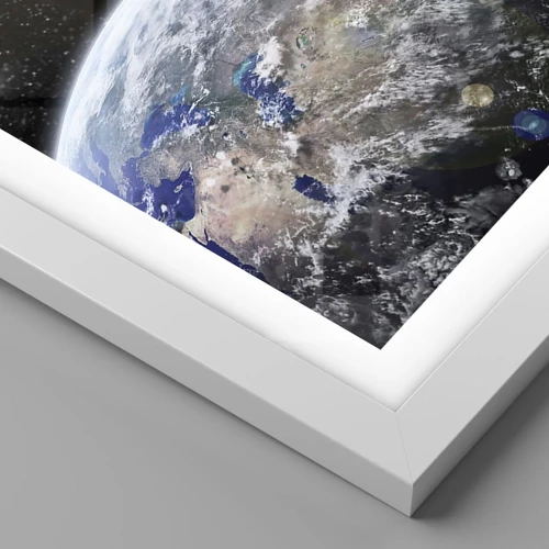 Poster in einem weißen Rahmen - Weltraumlandschaft - Sonnenaufgang - 100x70 cm