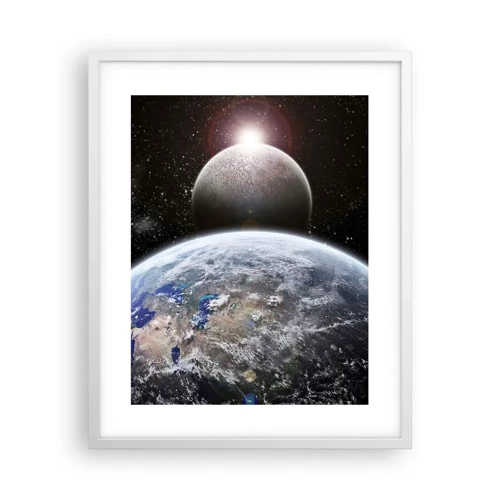 Poster in einem weißen Rahmen - Weltraumlandschaft - Sonnenaufgang - 40x50 cm