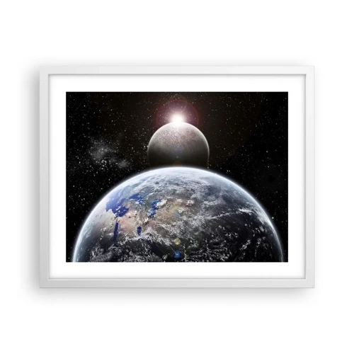 Poster in einem weißen Rahmen - Weltraumlandschaft - Sonnenaufgang - 50x40 cm