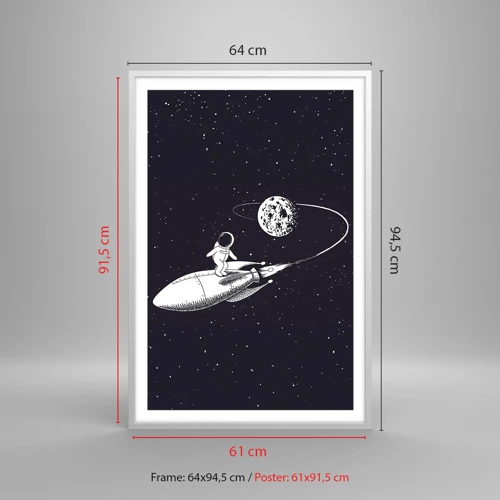 Poster in einem weißen Rahmen - Weltraumsurfer - 61x91 cm