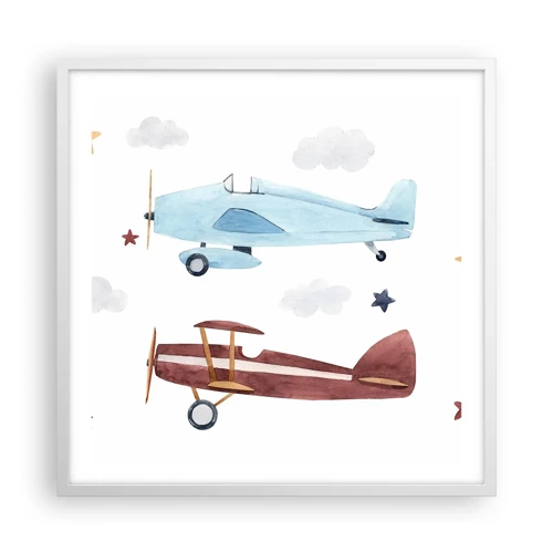 Poster in einem weißen Rahmen - Wir warten, Herr Pilot! - 60x60 cm