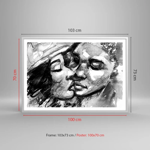 Poster in einem weißen Rahmen - Zärtlicher Moment - 100x70 cm