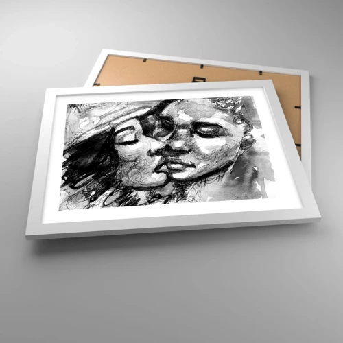 Poster in einem weißen Rahmen - Zärtlicher Moment - 40x30 cm