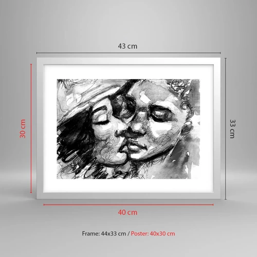 Poster in einem weißen Rahmen - Zärtlicher Moment - 40x30 cm
