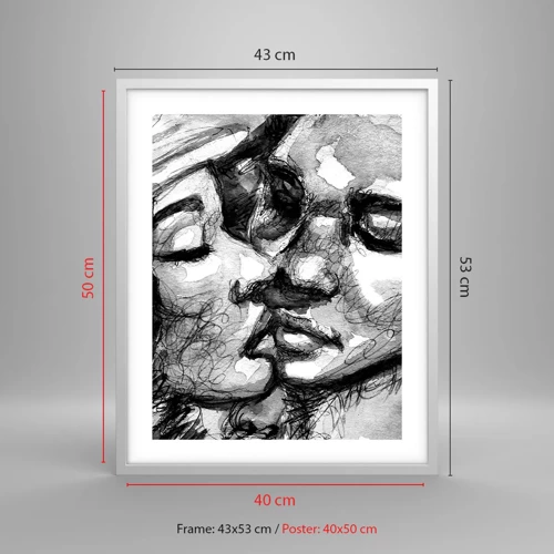 Poster in einem weißen Rahmen - Zärtlicher Moment - 40x50 cm