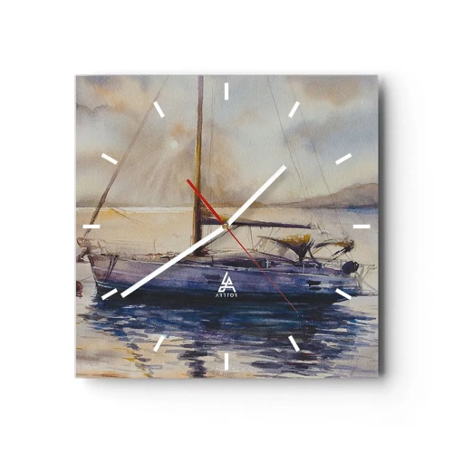 Wanduhr - Glasuhr - Abend in der Bucht - 40x40 cm