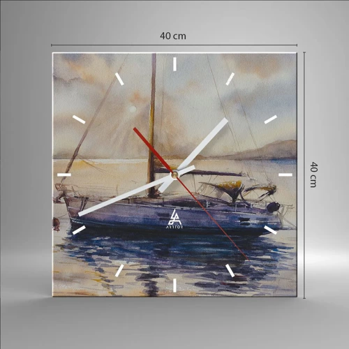 Wanduhr - Glasuhr - Abend in der Bucht - 40x40 cm