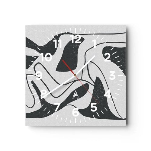 Wanduhr - Glasuhr - Abstraktes Spiel im Labyrinth - 30x30 cm