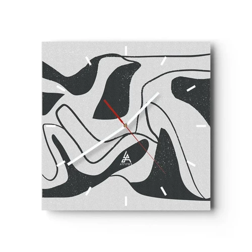 Wanduhr - Glasuhr - Abstraktes Spiel im Labyrinth - 40x40 cm