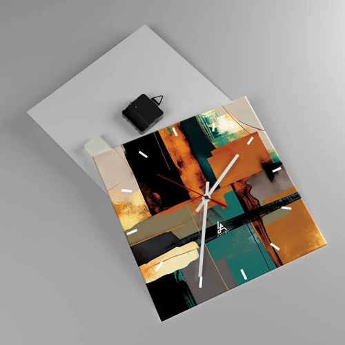 Wanduhr - Glasuhr - Abstraktion – Licht und Schatten - 30x30 cm