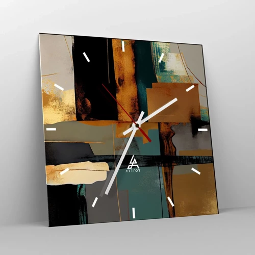 Wanduhr - Glasuhr - Abstraktion – Licht und Schatten - 30x30 cm