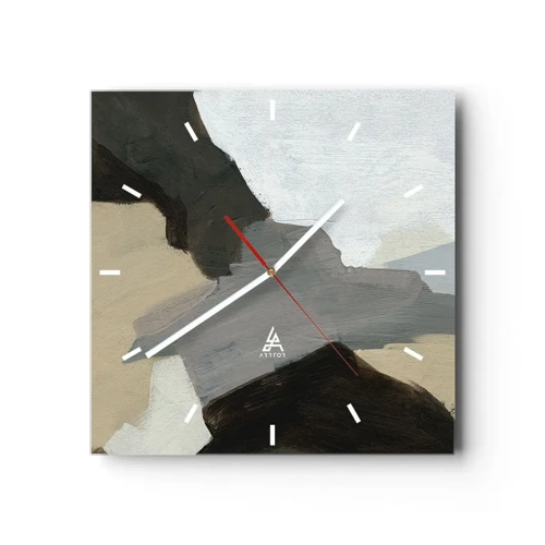 Wanduhr - Glasuhr - Abstraktion: Scheideweg des Graus - 40x40 cm