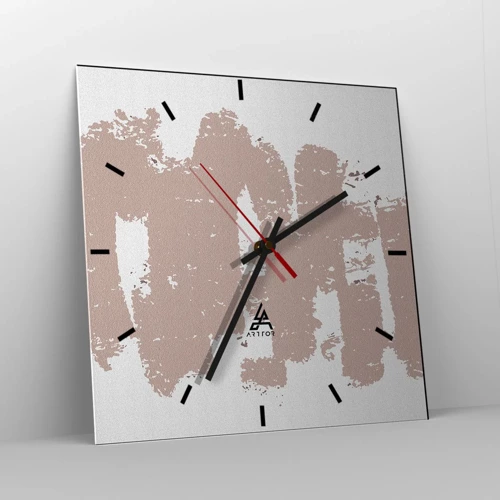 Wanduhr - Glasuhr - Abstraktion in zartem Rosa - 30x30 cm