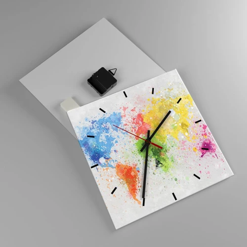 Wanduhr - Glasuhr - Alle Farben der Welt - 30x30 cm