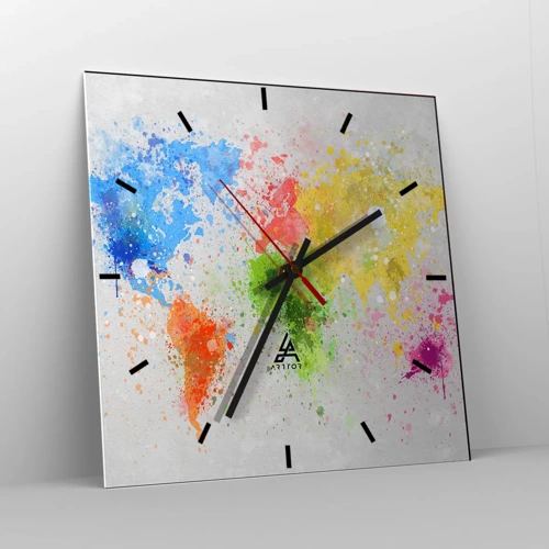 Wanduhr - Glasuhr - Alle Farben der Welt - 30x30 cm