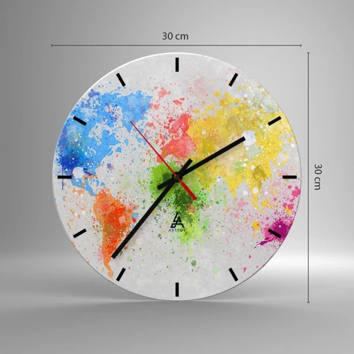 Wanduhr - Glasuhr - Alle Farben der Welt - 30x30 cm