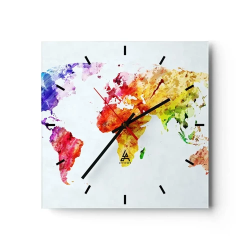 Wanduhr - Glasuhr - Alle Farben der Welt - 40x40 cm