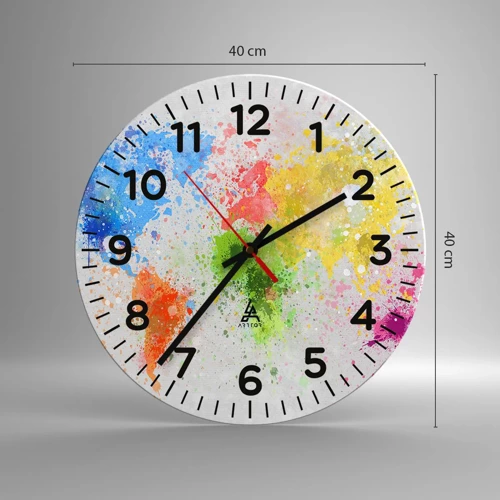 Wanduhr - Glasuhr - Alle Farben der Welt - 40x40 cm