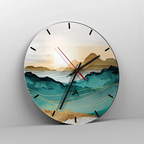 Wanduhr - Glasuhr - Am Rande der Abstraktion – Landschaft - 40x40 cm