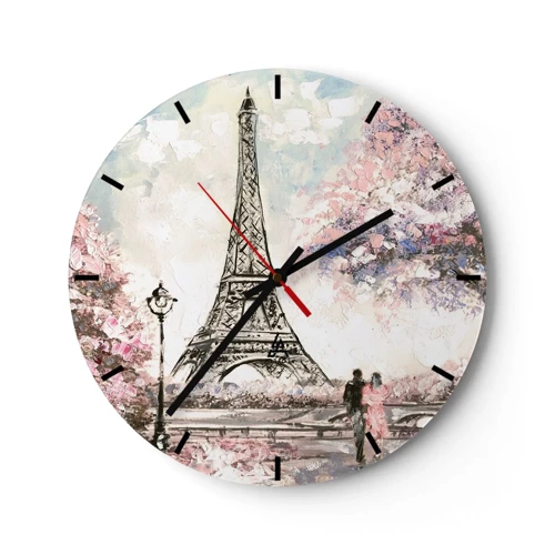 Wanduhr - Glasuhr - Aprilspaziergang durch Paris - 30x30 cm