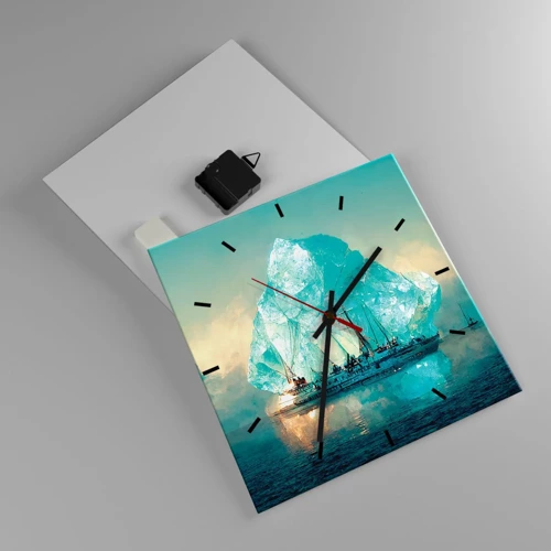 Wanduhr - Glasuhr - Arktischer Diamant - 30x30 cm