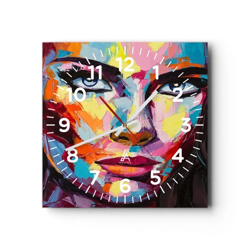 Wanduhr - Glasuhr - Auch die Seele ist bunt - 30x30 cm