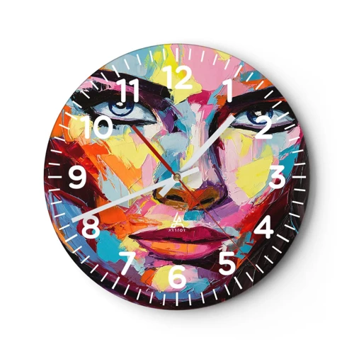 Wanduhr - Glasuhr - Auch die Seele ist bunt - 40x40 cm