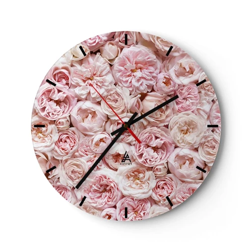 Wanduhr - Glasuhr - Auf Rosen gebettet - 30x30 cm