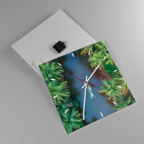 Wanduhr - Glasuhr - Auf einem tropischen Pfad - 40x40 cm