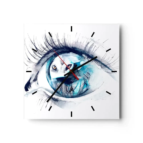 Wanduhr - Glasuhr - Auge in Auge mit Wildheit - 30x30 cm