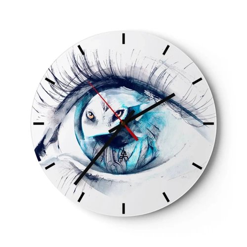 Wanduhr - Glasuhr - Auge in Auge mit Wildheit - 30x30 cm