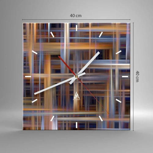 Wanduhr - Glasuhr - Aus Licht gewebt - 40x40 cm