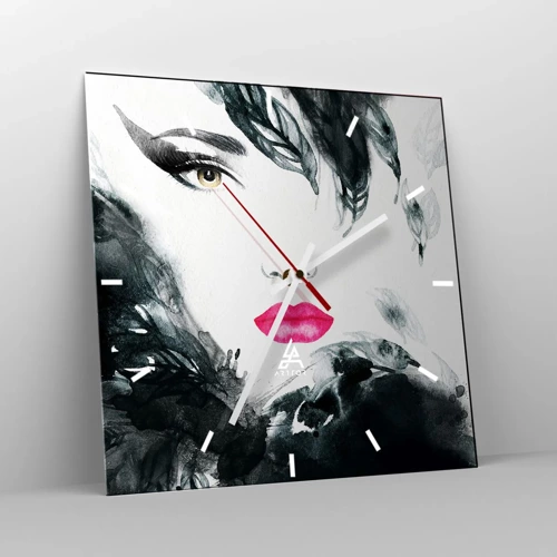 Wanduhr - Glasuhr - Beachtung! Femme fatale - 30x30 cm