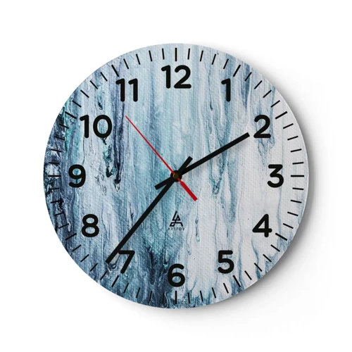 Wanduhr - Glasuhr - Blaue Eiszapfen - 30x30 cm