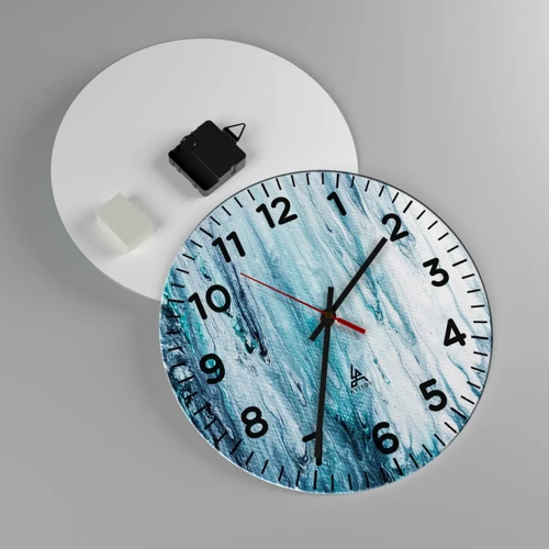 Wanduhr - Glasuhr - Blaue Eiszapfen - 30x30 cm