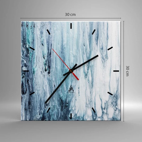 Wanduhr - Glasuhr - Blaue Eiszapfen - 30x30 cm