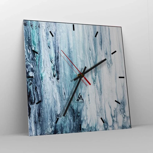 Wanduhr - Glasuhr - Blaue Eiszapfen - 30x30 cm