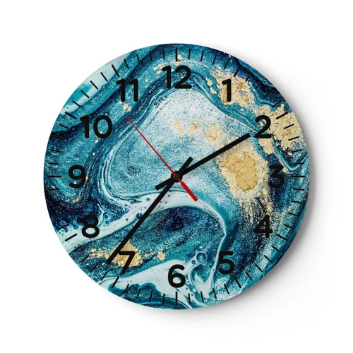 Wanduhr - Glasuhr - Blauer Wirbel - 30x30 cm