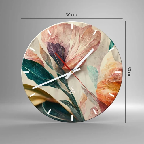 Wanduhr - Glasuhr - Blumen der südlichen Inseln - 30x30 cm