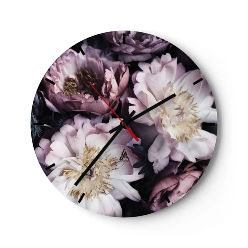 Wanduhr - Glasuhr - Blumenstrauß im alten Stil - 30x30 cm